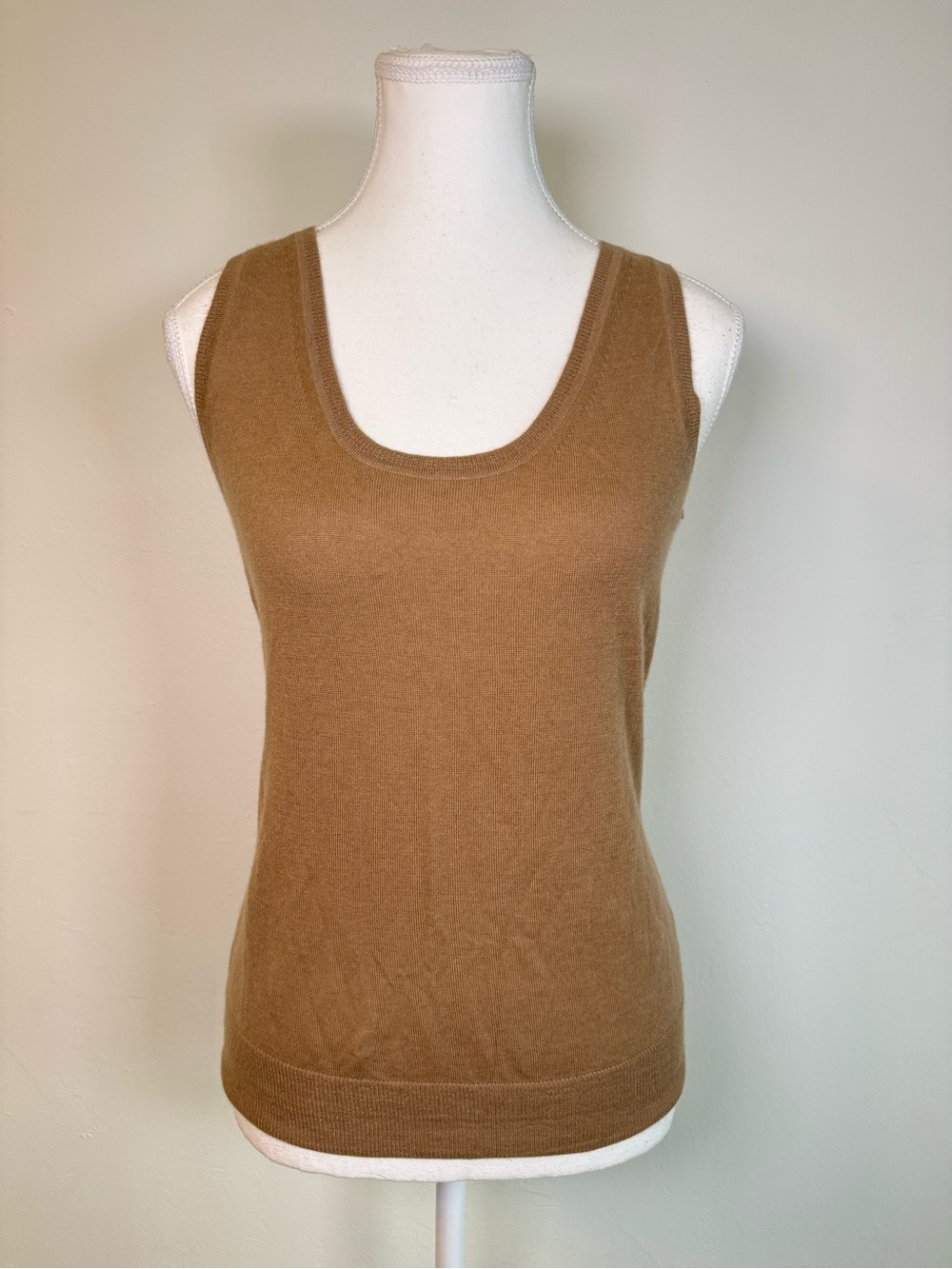 Pure Superfine 100% Cashmere Brown Tank Top Size 6 Knit Sleeveless Fall Layering